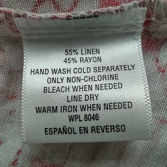 JM Collection Size L Women's Button-up Linen/Rayon blend Hi-Low Top Shirt Blouse - Picture 9 of 10